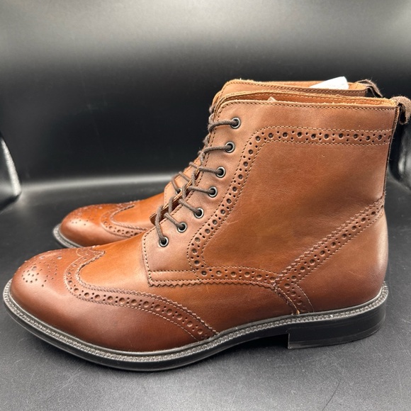 Stafford Mens Boots Size 9 M Wingtip Ankle Brown Leather Lace Up Chukka Lace Up - Picture 3 of 7